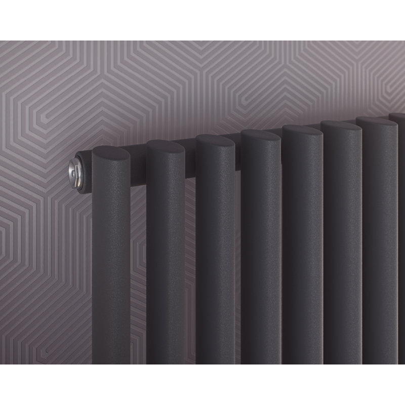 Angela Vertical Oval Panel Radiators, Grey, 180cm H x 43cm W x 10.6cm D