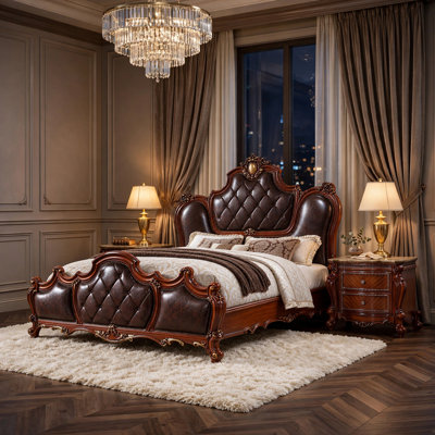 3pc Queen Bedroom Set, Brown, 2 Nightstands