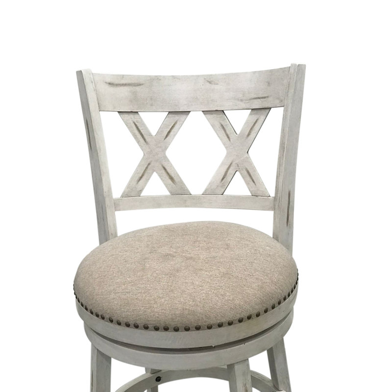 Élégant tabouret de bar 22 po ivoire avec confort pivotant, Polyester beige / structure sable