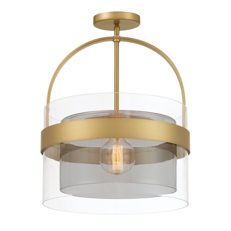 Luminaire suspendu / semi-encastré convertible 1 lumière Ravik 15,5 po, Laiton