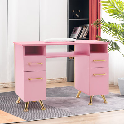 Bureau clouté avec armoire et tiroir Ashayra