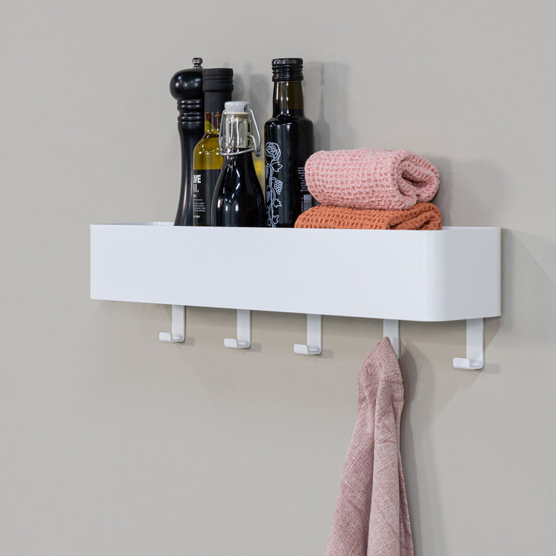 MULTI Steel Wall 5 - Hook Wall Mounted Coat Rack, White