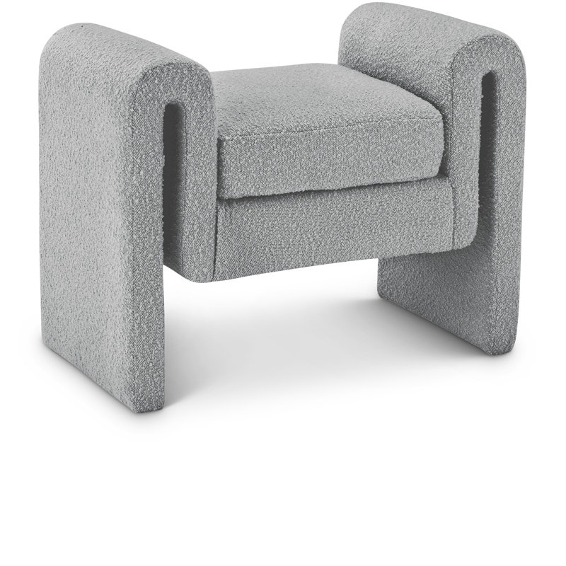 Hobel Boucle Upholstered Bench, Grey Boucle Fabric
