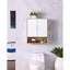 Armoire murale de salle de bain avec double porte, tablette réglable, portes ondulées, rangement inférieur, bois blanc et naturel, facile à installer pour un aménagement intérieur et une installation rapide