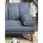 Canapé en polyfibre bleu marine moderne: pieds en bois massif, rembourrage en mousse, dossier à coussins