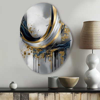 Geier - Marble Asymmetrical Metal Wall Decor, Gold Unique Shape Metal Art Print