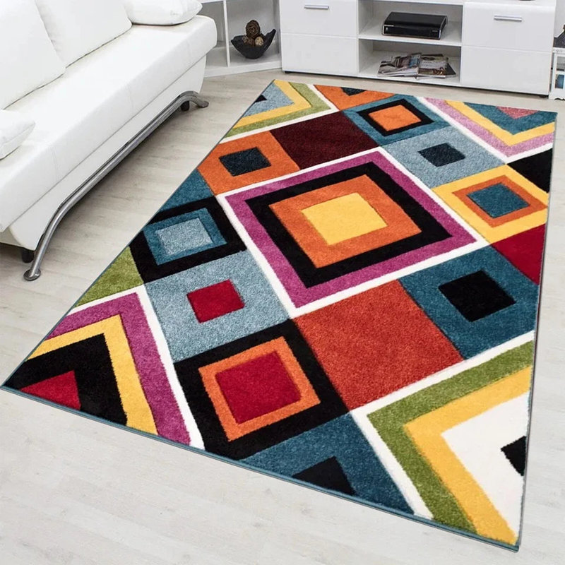 Box Pattern Polypropylene Rug & Runner – High Traffic, Heavy Duty Area Carpet, Rectangle 80 x 150cm