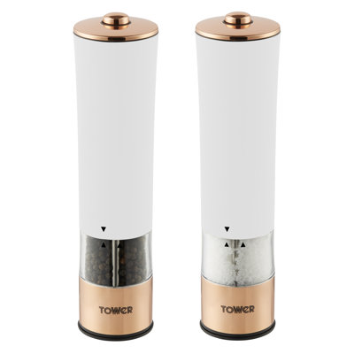 Tower Electric Salt and Pepper Mill, Stainless Steel, Soft-Touch Body