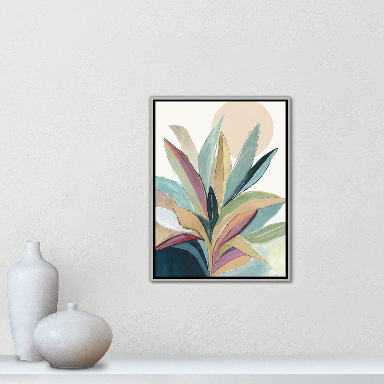 Sherbrooke Sunny Bright Leaves I by Asia Jensen Print, No Mat, Silver Floater Framed, 25.5" H x 19.5" W x 2" D