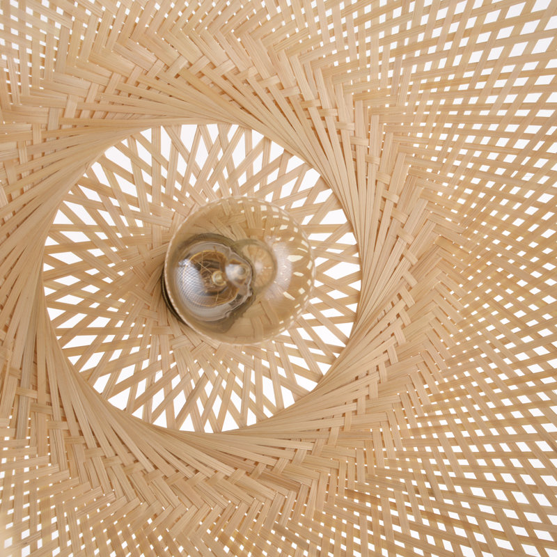 Luminaire suspendu rond en bambou tissé à la main, H 19 po x l 19 po x P 19 po