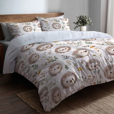 Ensemble d'édredon 6 pièces Kids Kids - Mignon petit hérisson avec taies décoratives et coussins décoratifs