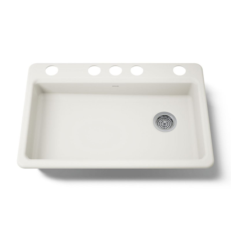 Riverby 33" L x 22" W Undermount Single Bowl Kitchen Sink, Biscuit