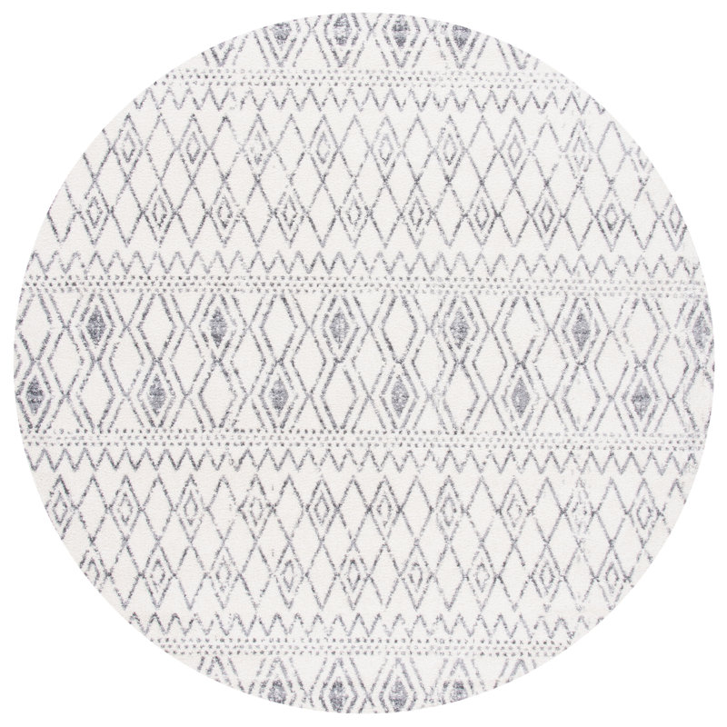 Tapis ivoire / gris Southwestern, Rond 6 pi 7 po