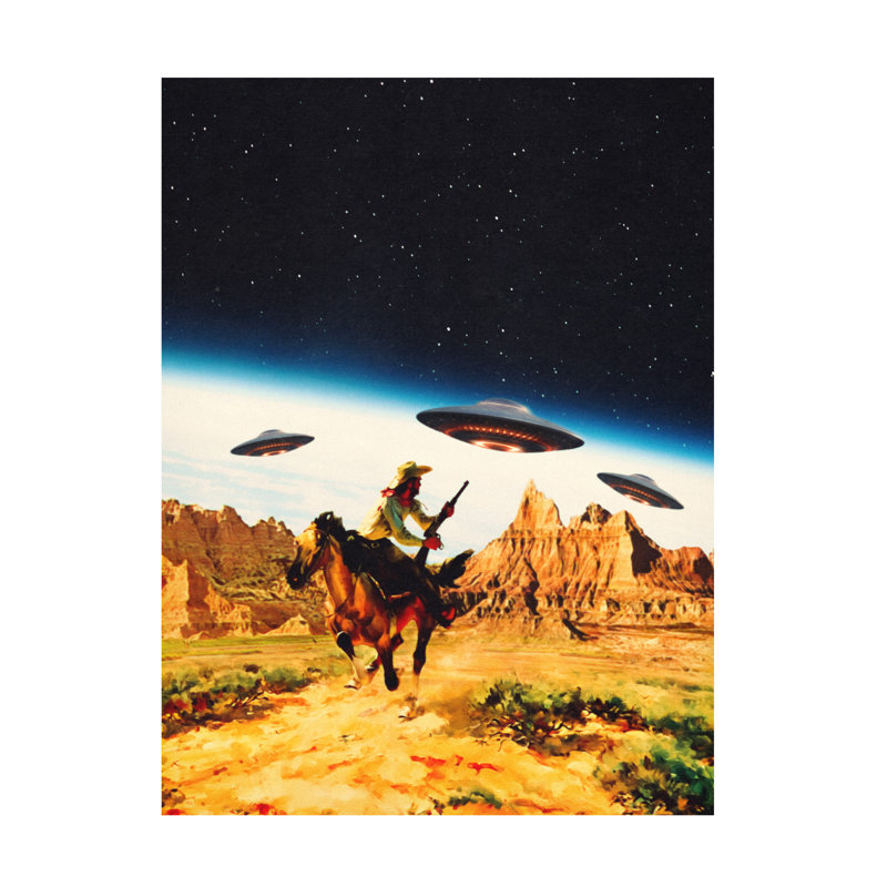 UFO Space Chase sur impression sur toile, H 32 po x l 24 po x P 2 po