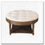 Table basse surdimensionnée rembourrée capitonnée à 2 niveaux avec tablettes en bois-1129512446