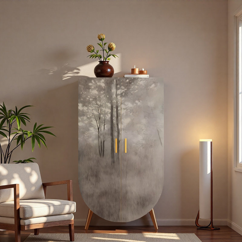 Armoire américaine à double porte rétro, Brun / Gris