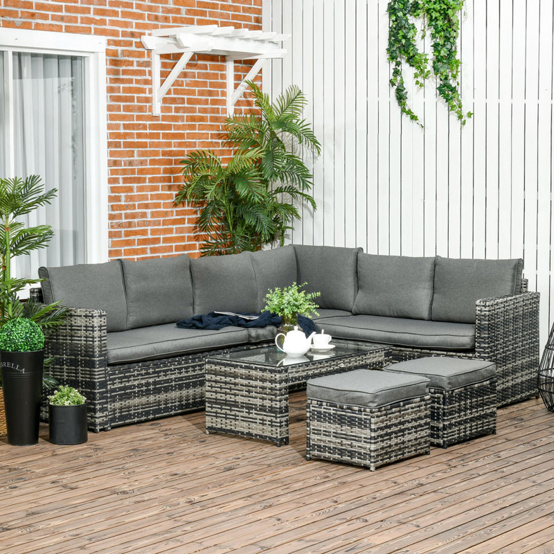 Ensemble de conversation modulaire avec coussins 6 pièces