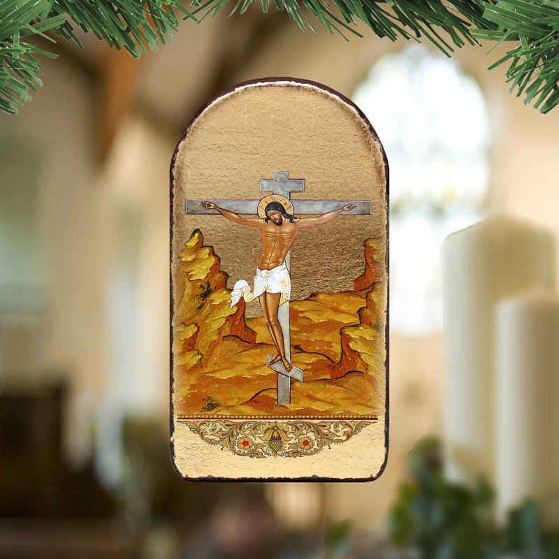 Figurine décorative à pendre en bois « inspiration » crucifixion