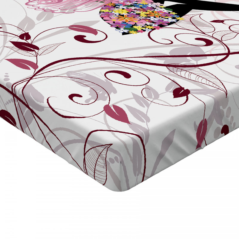 Microfiber Floral Fitted Sheet, Full/Double Fitted Sheet