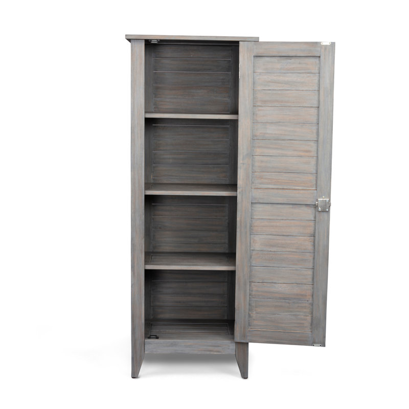 Beachcrest Home™ Anjenette 24 " W 104.73 Gallons Water Resistant Solid Wood Acacia Lockable Cabinet Deck Box, French Gray