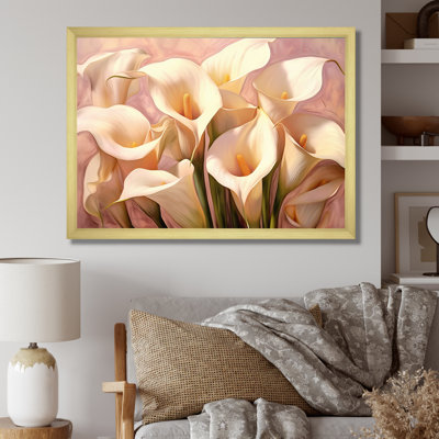 Crème de lis crème rose sur toile
