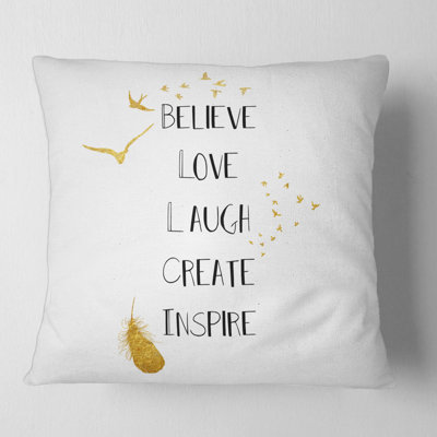 Inspirational Quote On White and Gold - Traditional Printed Pillow