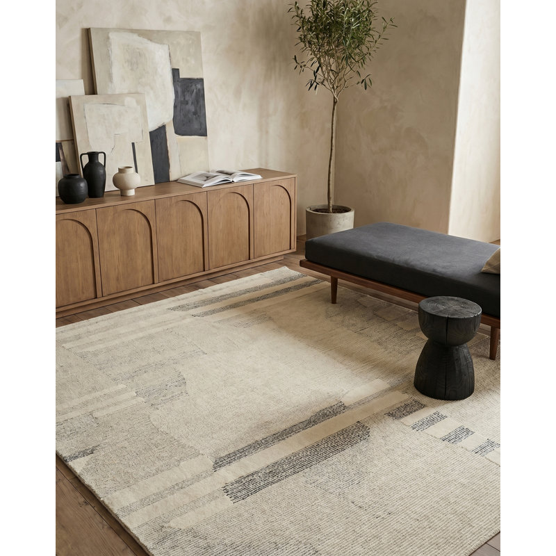 Janesko Hand Tufted New Zealand Wool Gray/Ivory Area Rug, 6'X9'