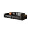 Causeuse-coussin modulable noire en cuir véritable-859006013