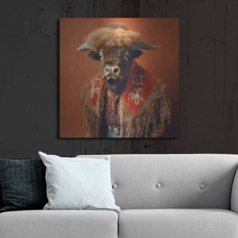 «Buffalo Bob» par Sean Parnell, art mural en métal, H 36 po x l 36 po