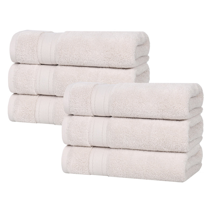 Coton absorbant doux Belmont, Argent argent, Essuie-mains - paquet de 6