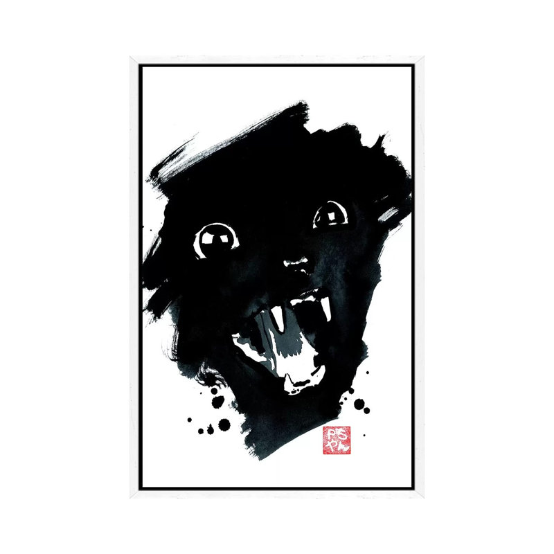 Screaming Cat 1 Piece Wall Art on Canvas, 152.5 cm H x 101.5 cm W, White Framed