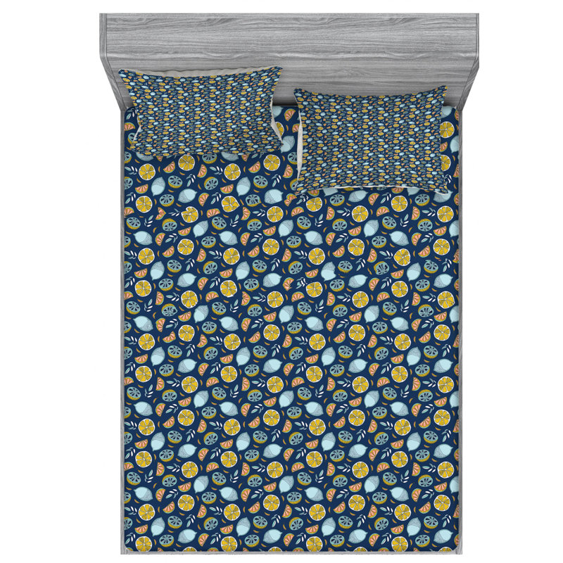 Fruits Microfiber Sheet Set, Queen Sheet Set with Fitted Sheet