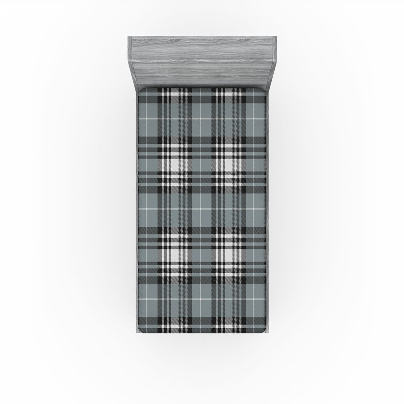 Drap-housse orange Ambesonne, Drap-housse de taille simple, Brun phoque / motif écossais pâle