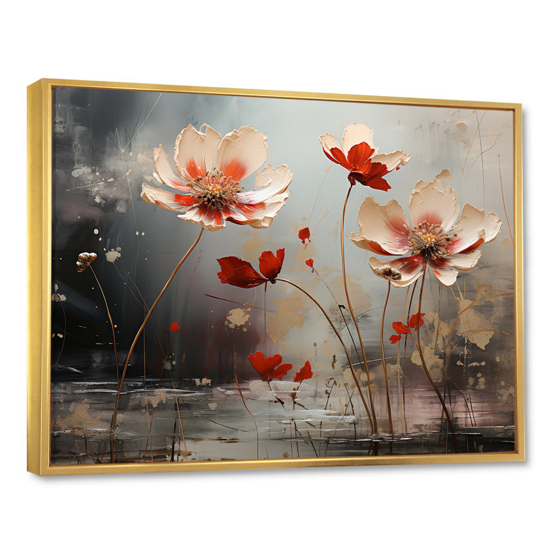 «Jade Flowers Field Enchantment II», reproduction sur toile, Cadre flottant doré, H 24 po x l 32 po x P 1,5 po