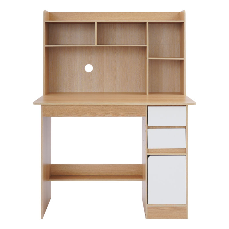Modern Writing Desk With Bookshelf(Product Height: 51.54In), Wood