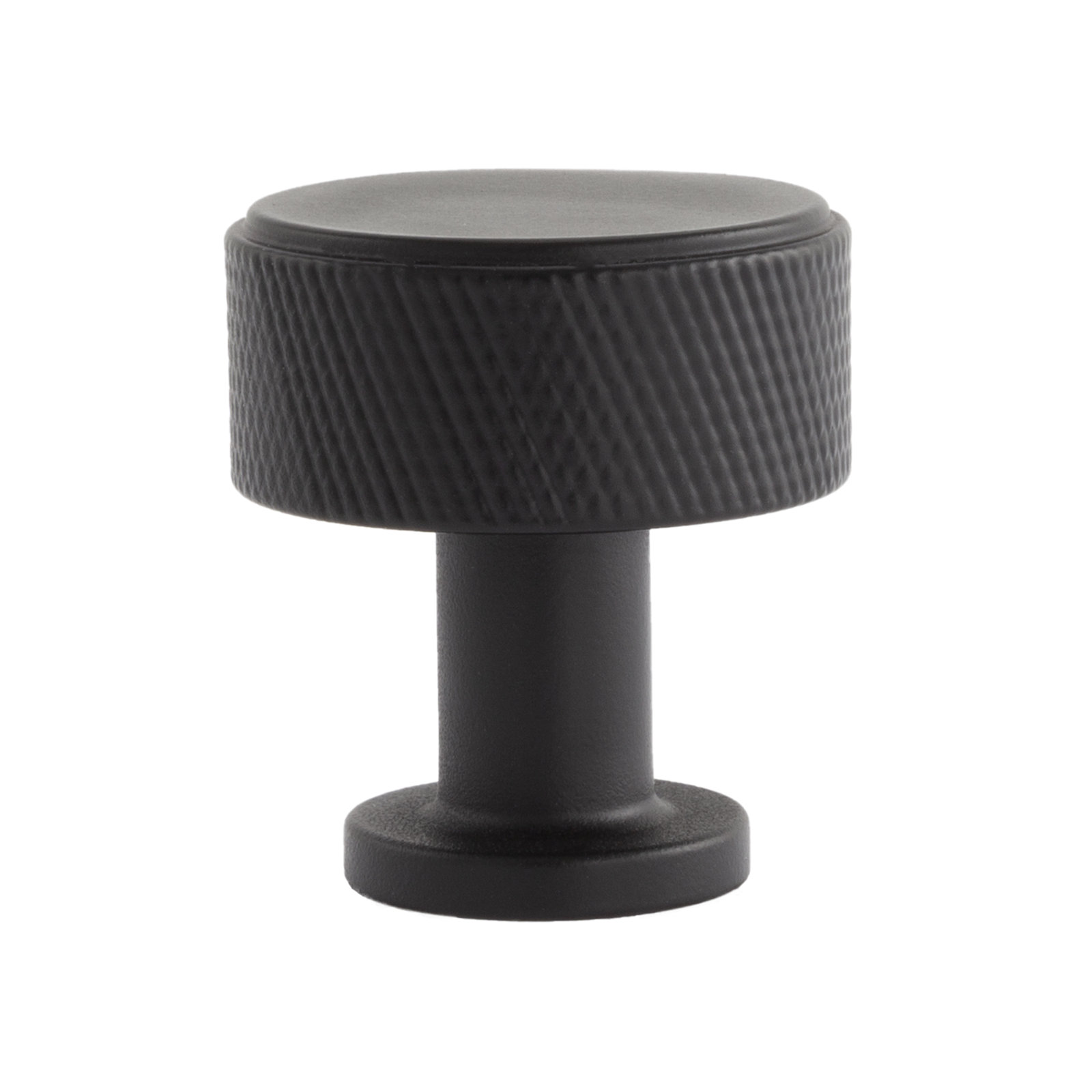 Kent Knurled Round Knob, Matte Black, 1.13"