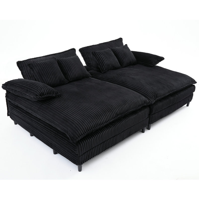 109" W Oversized Double Lounge Chaise, Black
