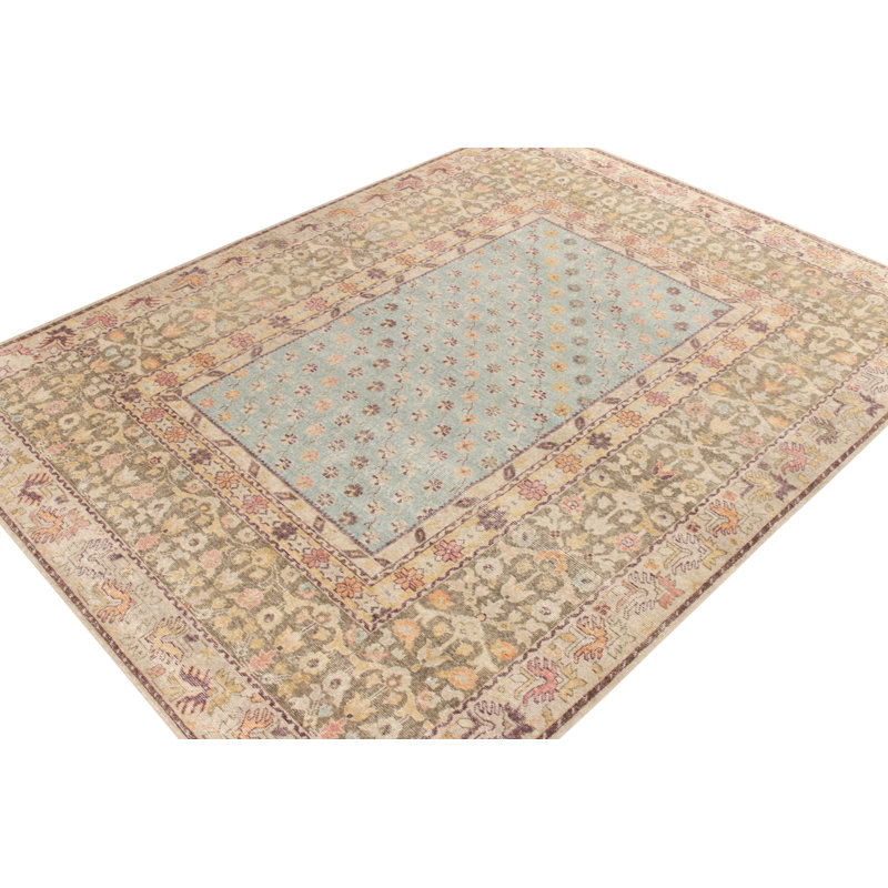 Distressed Homage Hand Knotted Wool Floral Area Rug, Runner 3' x 12'