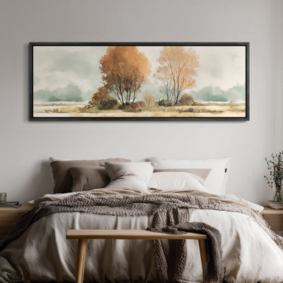 «Autumn Meadow Trees Scene», art mural