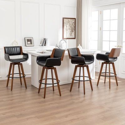 Modern Faux Leather Upholstered Swivel Stools
