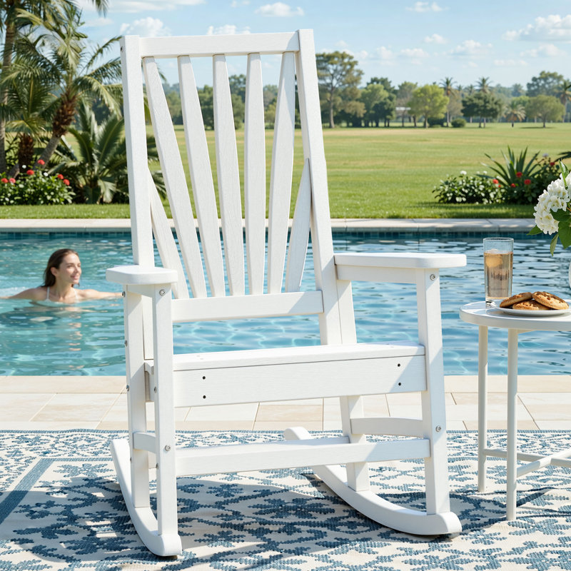 Chaise berçante d'extérieur en plastique Alizay, Blanc