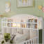 Structure de lit plateforme en métal avec lumière, lit en métal pour enfants avec tête de lit tapissier et rangement-767949091-767949090