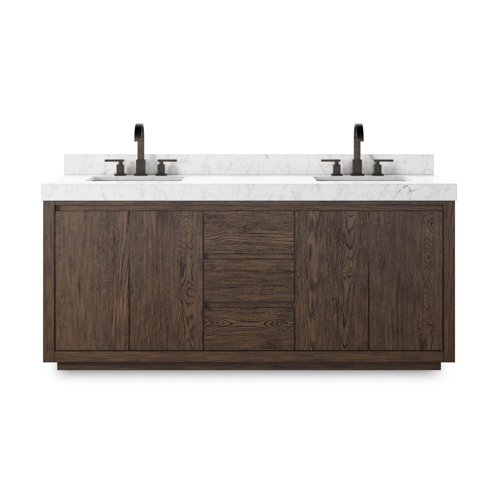 Oak Double Bathroom Vanity, Satin Espresso Oak Veneer