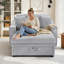 Canapé-lit moderne avec méridienne de 136 cm (53,5 po) et espace de rangement dissimulé, idéal pour le salon ou la chambre.-1286864067