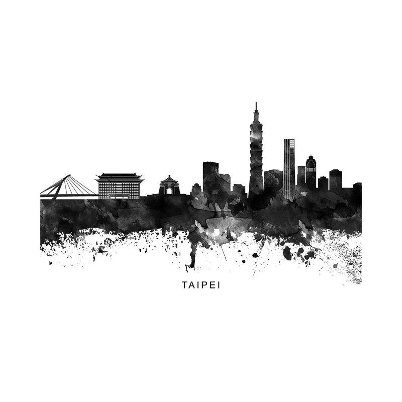 «Taipei Skyline Black & White» par Walldecoraddict - Toile tendue avec châssis sur toile tendue, H 26 po x l 40 po x 1,5 po