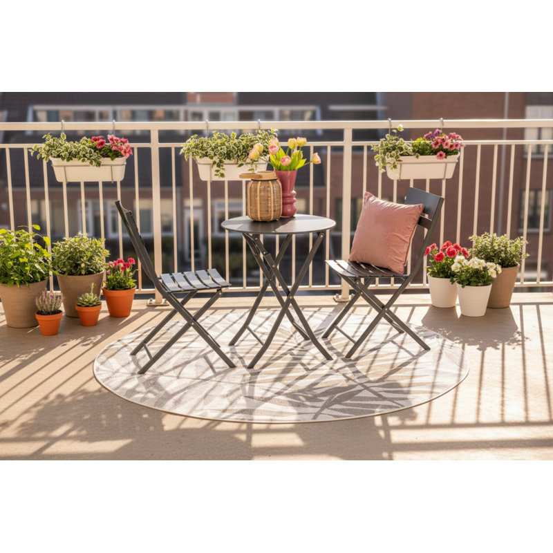 2 - Person Patio Dining Set with Round Table, Dark Grey