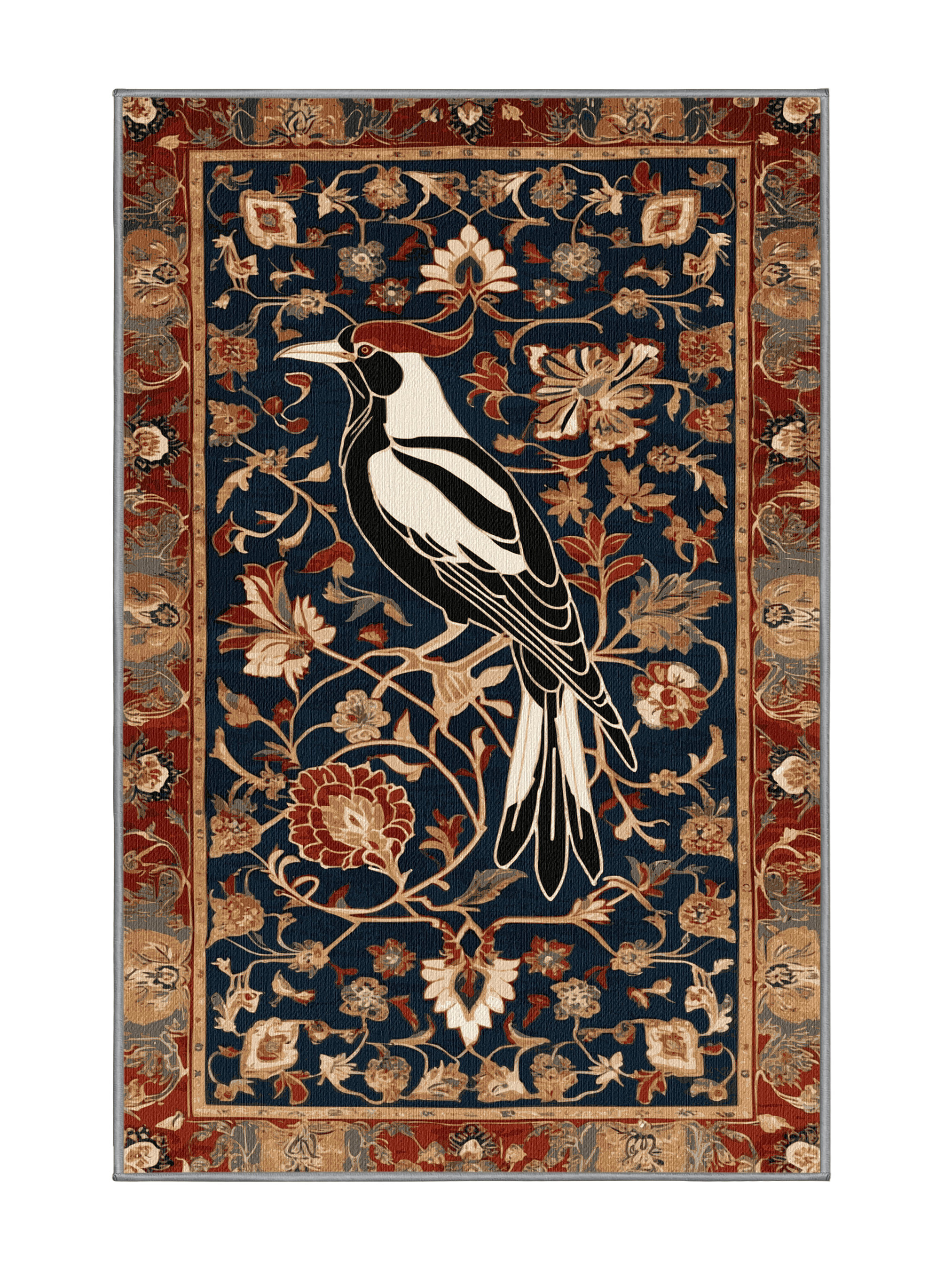 Foundry Select Washable Oriental Magpie Birds Area Rug | Wayfair