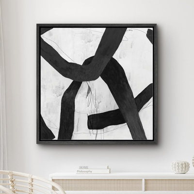 " Industrial Black White Geometric Paint Strokes Abstract Shapes Modern Art Decoration Contemporary " Print