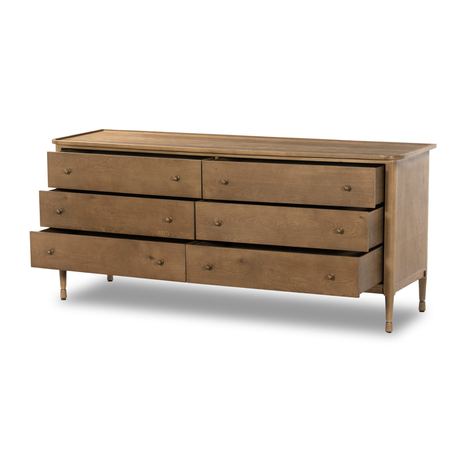 Franny 6 Drawer Dresser, Saddle Brown Veneer