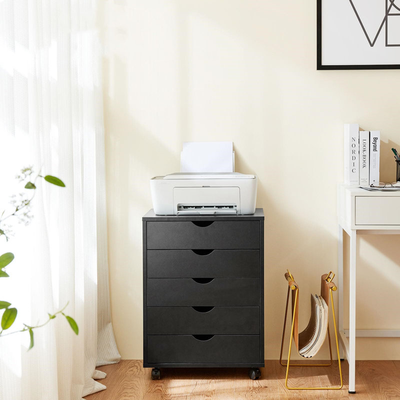 18'' Wide 5 -Drawer Mobile File Cabinet, Black